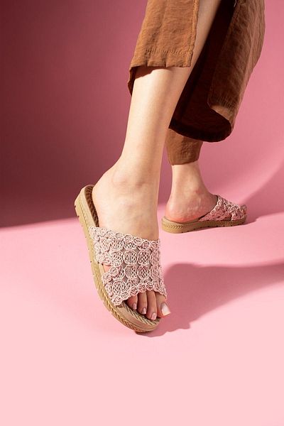 FUGA MODA Πλεκτές παντόφλες Conti Powder Cross Strap