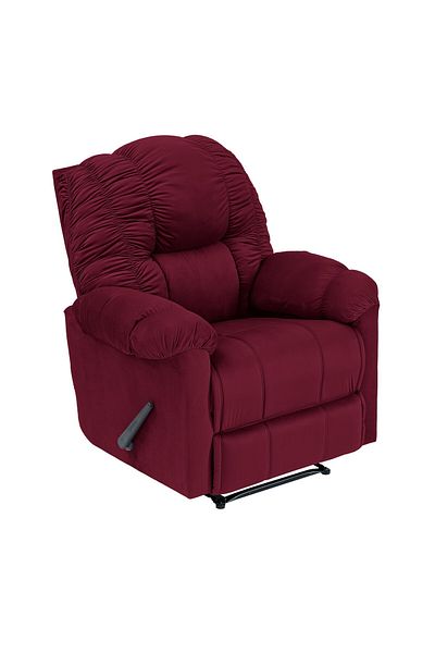 BACK COMFORT Velvet Rocking Recliner Chair - Burgundy - ComfyChair
