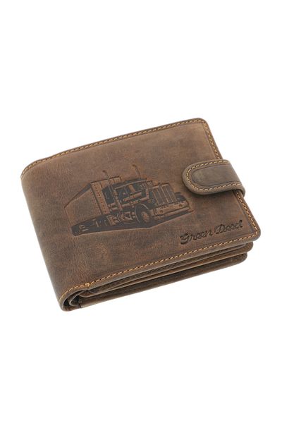 GiftExpress Men's wallet, brown genuine leather with truck