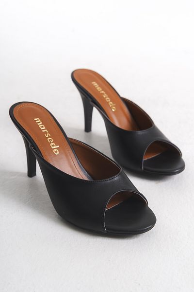 MARSEDO Gloria Women's Thin Heel Round Toe Daily Slippers Black