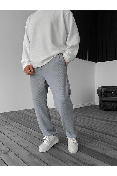 BYBASICMAN Smoked Embossed Pipe Leg Trousers Ke-5030