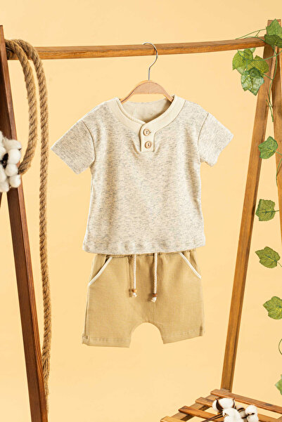 bombe طقم شورت طبيعي مكون من قطعتين للفتيات والأولاد والرضع من القطن، طقم علو...