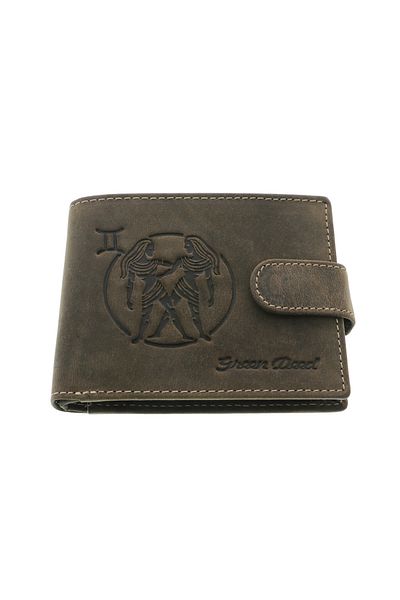 GiftExpress Gemini wallet, brown genuine leather with clasp