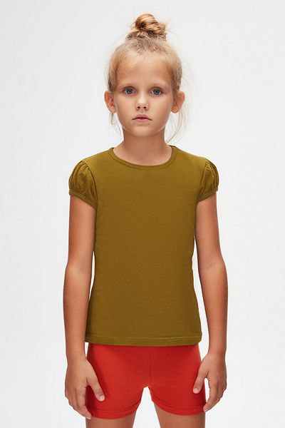 LOVETTI Olive Green Watermelon Sleeve Crew NecK T-shirt for Girls