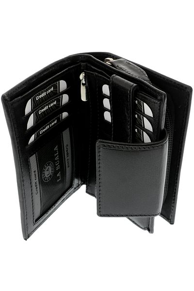GiftExpress Black Leather Wallet for Women