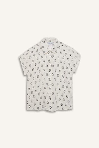 DeFacto Coool Regular Fit Patterned Off-White Women's Shirt Z1661Az/Wt32