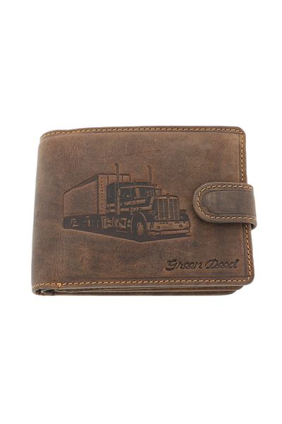 GiftExpress Men's wallet, brown genuine leather with truck