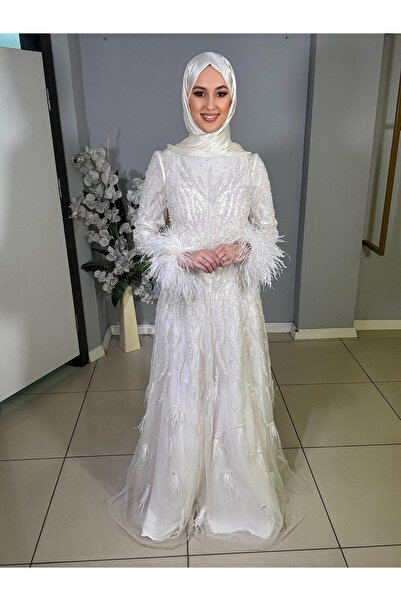 Kenzel Full Beden İşlemeli Kabarık Uzun Abiye Elbise