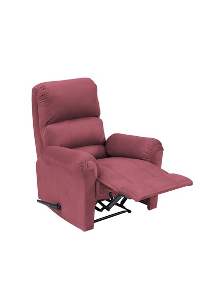 BACK COMFORT Velvet Rocking & Rotating Recliner Chair - Dark Pink - ChillSeat