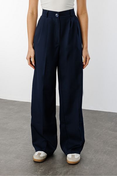 GENIUS STORE Γυναικείο Πλισέ Υφασμάτινο Ψηλόμεσο Παντελόνι Palazzo ΠΑΝΤΕΛΟΝΙ-002