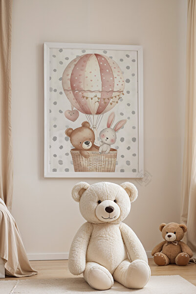 Basquiart Poster cu ramă albă pentru camera copiilor, camera bebelușilor, tab...