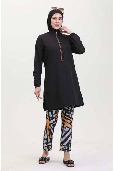 sefamerve Μαύρο μαγιό Hijab - Μοντέλο 24302-01