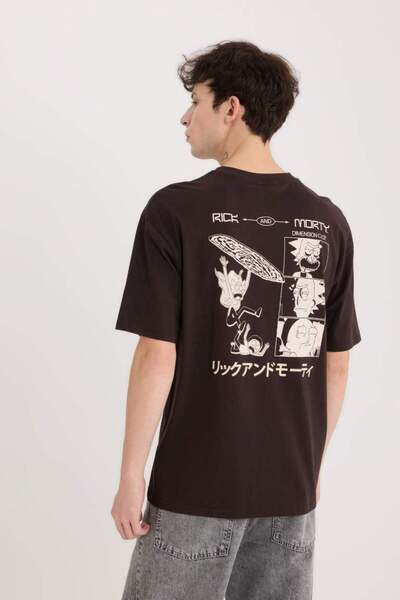 DeFacto Rick and Morty Kahverengi Erkek T-Shirt D9843AX/BN337