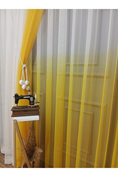 farbateks Children's Room New Design Yellow Colorful Color Transition Gradient Right/Left Set Tulle Background Curtain