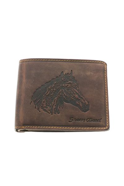 GiftExpress Brown leather wallet horse head 10x12 cm