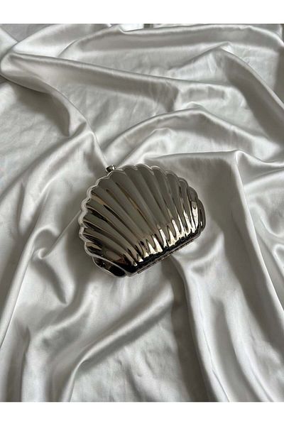ÇANTA ) Geantă de rochie de seară cu formă de stridii metalice (cochilie de mare) pentru femei
