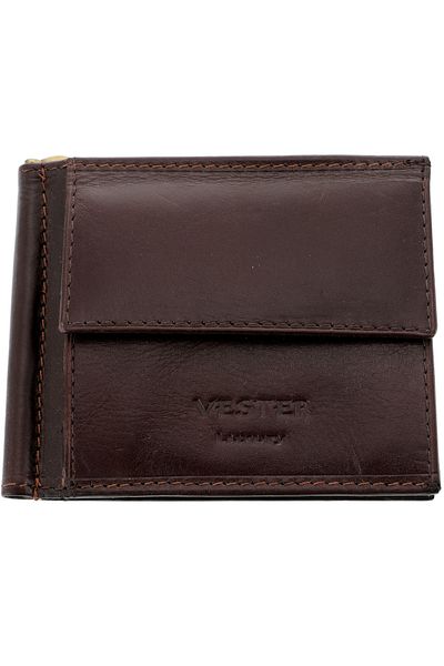 GiftExpress Leather Wallet with Money Clip Vester Brown