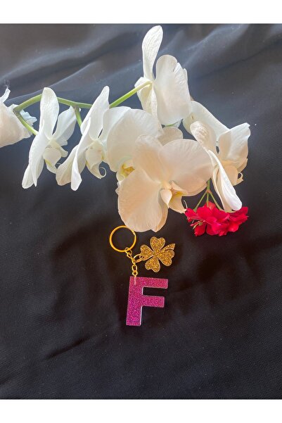 Bellinzona Breloc cu litera F, cu sclipici mov, accesoriu pentru geantă [cu o...