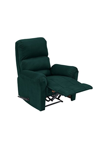 BACK COMFORT Velvet Rocking Recliner Chair - Dark Green - ChillSeat