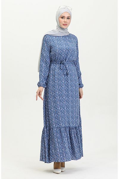 sefamerve Φόρεμα βισκόζης με σχέδιο Indigo - 81867-03