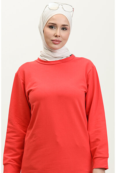 sefamerve Sıfır Yaka Sweatshirt 23124-03 Nar Çiçeği
