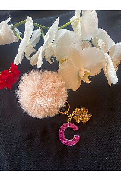 Bellinzona Breloc cu litera C, mov, cu sclipici - accesoriu pentru geantă [cu...