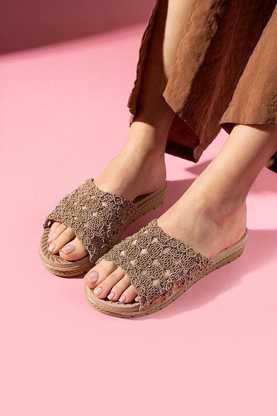 FUGA MODA Conti Mink Cross Banded Knitwear Knitted Slippers