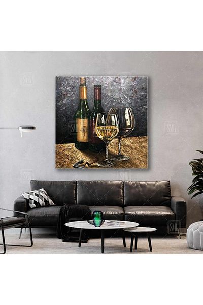 SML TABLO Sticlă verde Sticlă de băutură Decor Pictură pătrată pe pânză