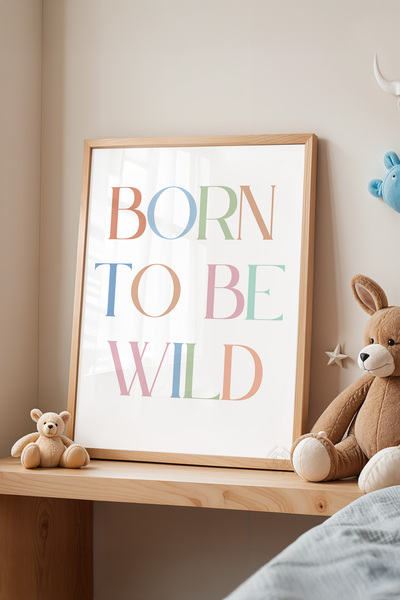 Basquiart Poster cu ramă din lemn pentru camera copiilor, camera bebelușilor,...