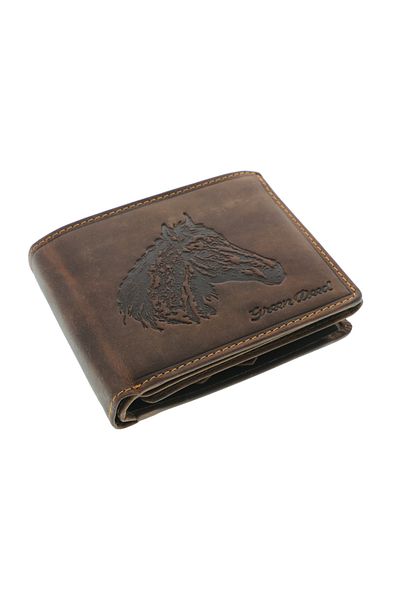 GiftExpress Brown leather wallet horse head 10x12 cm