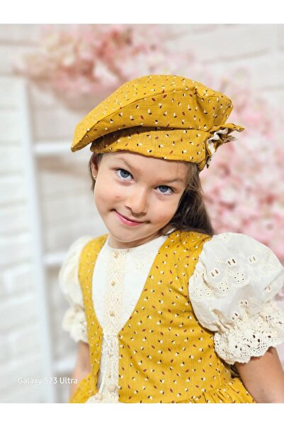 Hly Karol Tasarım Hardal Vintage Kız Bebek Elbisesi,Doğum günü elbise,fotoğraf çekim elbise,0-12 Yaş Uygun