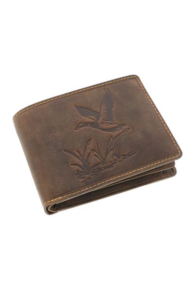 GiftExpress Men's wallet, genuine brown mallard leather