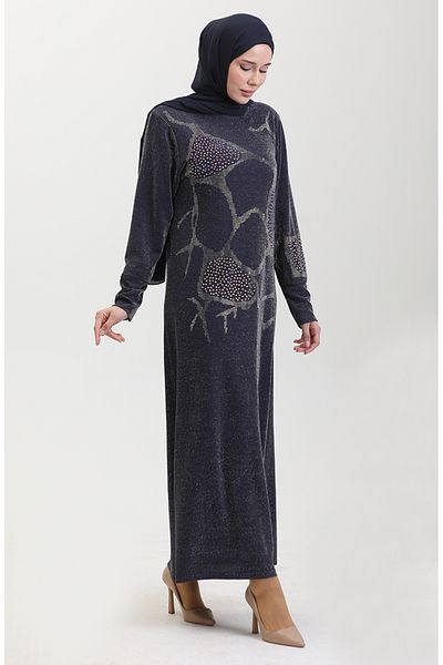 sefamerve Βραδινό φόρεμα Navy Blue Stone - 0432-02