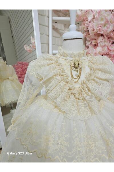 Hly Karol Tasarım Angel Dantelli Uzun Kollu Kız Bebek Elbisesi,Doğum günü,fotoğraf çekim elbise,0-12 Yaş Uygun