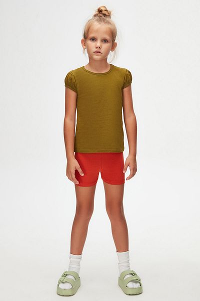 LOVETTI Olive Green Watermelon Sleeve Crew NecK T-shirt for Girls
