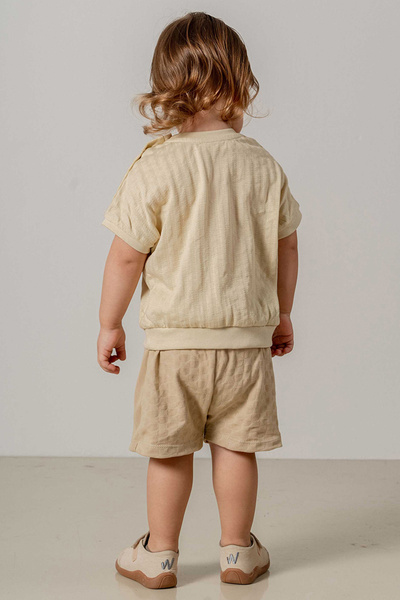 bombe Baby Kids Yellow Cotton Short Sleeve Shorts 2-Piece Set Trend Fashion Bottom Top Set