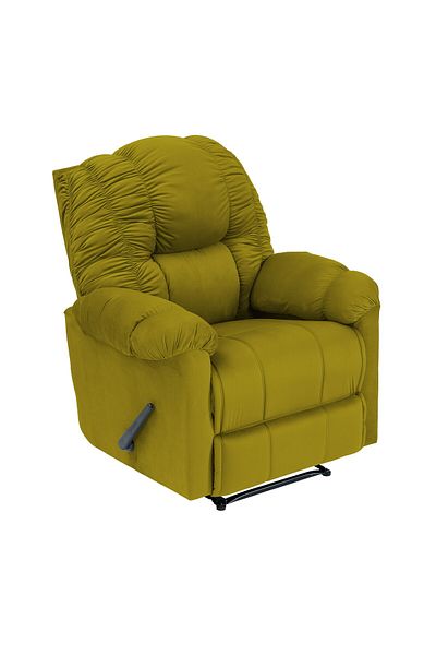 BACK COMFORT Velvet Rocking & Rotating Recliner Chair - Gold - ComfyChair