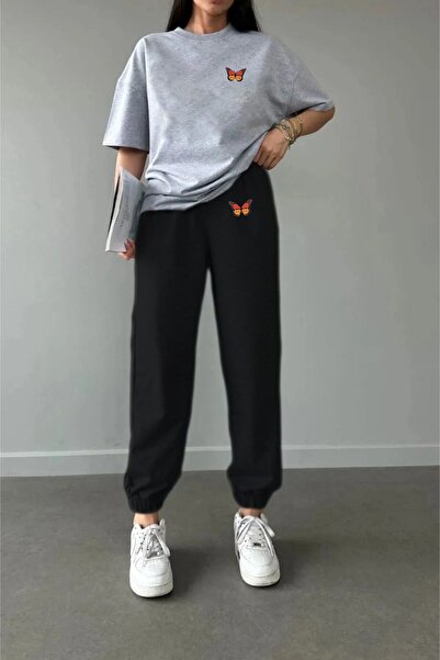 LAND MODA Set de tricou și pantaloni de trening cu imprimeu fluture colorat