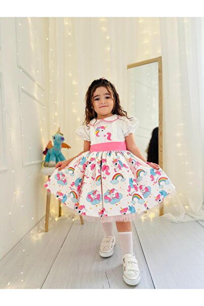 Hly Karol Tasarım Unicorn Vintage Kız Bebek Elbisesi,doğum Günü,fotoğraf Çeki...
