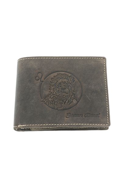 GiftExpress Men's wallet made of genuine brown leather Zodiac Leo