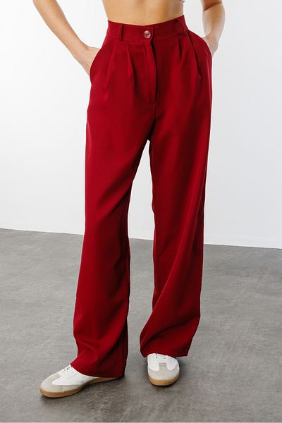 GENIUS STORE Pantaloni Palazzo cu talie înaltă din țesătură plisată pentru femei PANTALONI-002