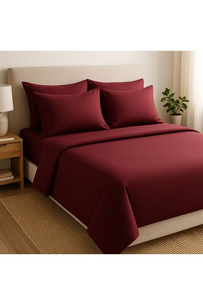 Prime Sleeks Double 100% Cotton Duvet Cover Set 200X220 Cm, Set with Fitted Sheets, Cherry Rotten