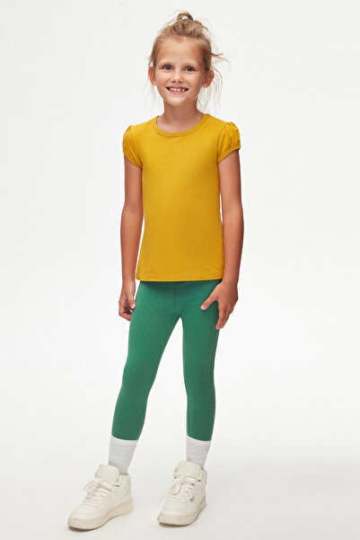 LOVETTI Μπλουζάκι για κορίτσια σε μουστάρδα - Crew Neck και μανίκι καρπούζι