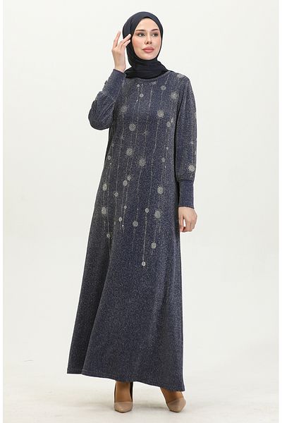 sefamerve Φόρεμα Navy Blue Stone Glitter - 0408-03