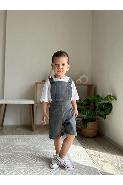 favorimkids New Front Pocket Salopet Suit Salopet T-Shirt Set of 2 1-6 Years