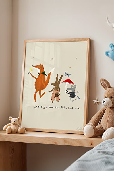 Basquiart Çocuk Odası, Bebek Odası Ahşap Çerçeveli Poster, Tablo No:38