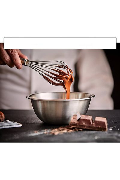 EW's Kitchenware Stainless steel hand whisk with wooden handle
