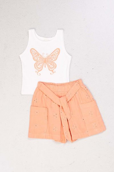 Hopi Kids Set de tricou cu imprimeu în relief și pantaloni scurți pentru fete