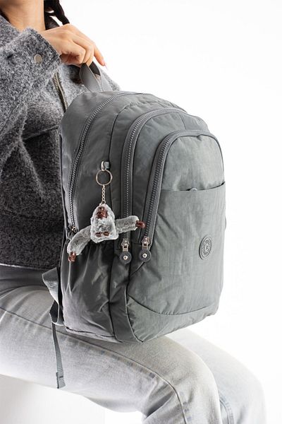 DUOMİNO Crinkle Water Resistant Large Size Grey Clinker Backpack Σχολική τσάντα ταξιδιού 15,6 Γυμνάσιο