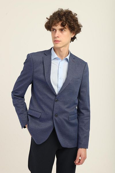 AGUSTİNİ Navy Blue Color, Two Buttons Double Slit Mono Collar Slim Fit Pattern |   Agustini